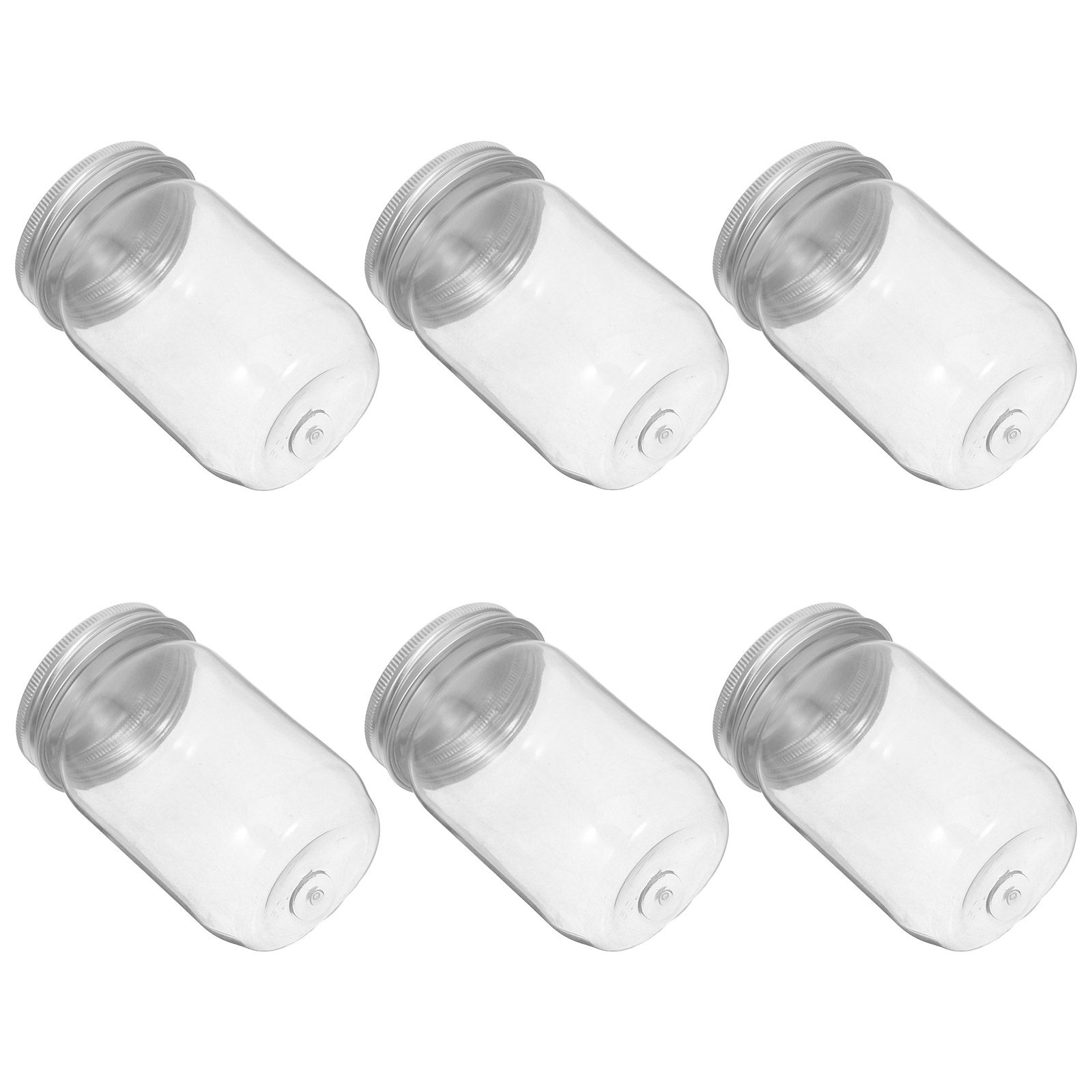 Food Storage Lid - 6Pcs Clear Plastic Mason Jars with