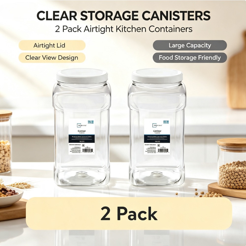 Food Storage Quart Containers - (2 Pack) Mainstays Clear Plastic 4